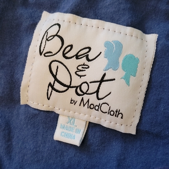 Modcloth × Bea & Dot Polka Dot Lace Trim Bell Sleeve Belted Mini Dress Pin Up XL - Picture 11 of 13
